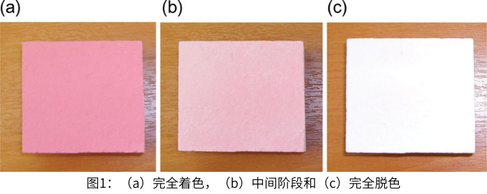 圖1熱變色樣品在暴露于加速老化條件之前的三個(gè)不同的熱階段